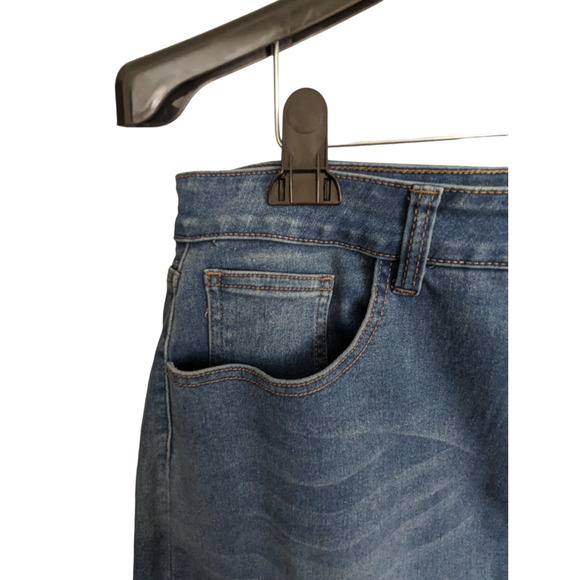 Diamante Women's Plus Size 3XL Denim Skirt Frayed Hem - Made in USA - Picture 8 of 13